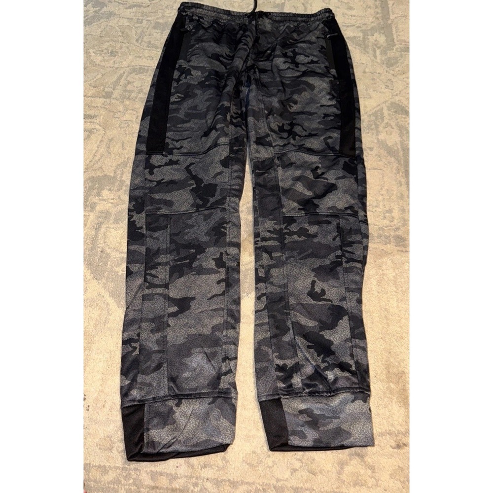 Burnside Camo Print Zip Pocket Joggers Pants‎  Mens Sz Medium Black Gray